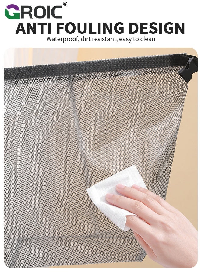 GROIC 2pcs Swim Bag, Beach Bag, Large-Capacity Storage Bag,Beach Bags Waterproof Sandproof,Mesh Storage Tote Bags,Large & Small Breathable Mesh Toiletry Organizer Pouch for Beach Gym Swimming Travel - Image 5