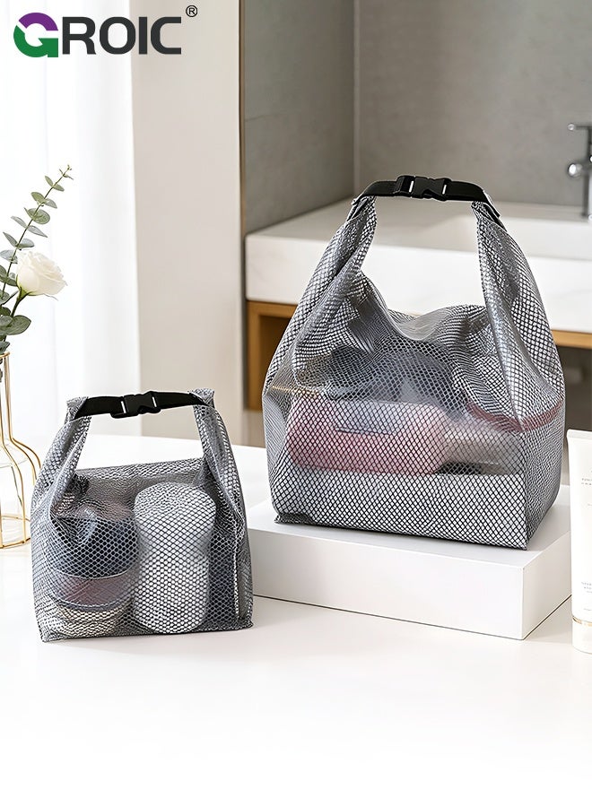 GROIC 2pcs Swim Bag, Beach Bag, Large-Capacity Storage Bag,Beach Bags Waterproof Sandproof,Mesh Storage Tote Bags,Large & Small Breathable Mesh Toiletry Organizer Pouch for Beach Gym Swimming Travel - Image 1