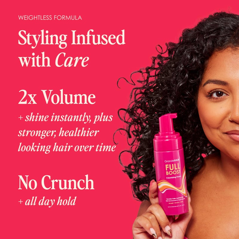 Grande Cosmetics GrandeHAIR Volumizing Foam - for Instant Volume, Body & Fuller-Looking Hair, Defines Curls, Non-Sticky Hair Mousse (5 oz) - Image 3