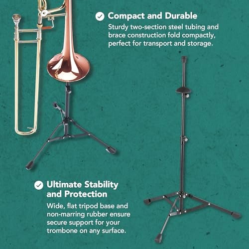 KM K&M 14990 Portable, Adjustable-Black Finish Trombone Stand (14990.000.55) - Image 3