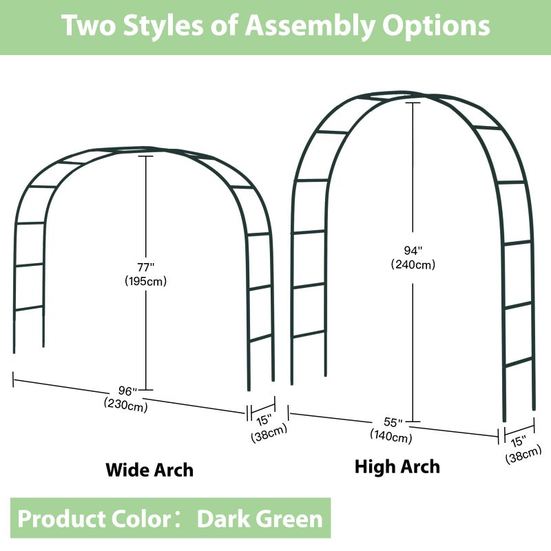 RUBFAC 7.8ft Metal Garden Arch Trellis for Climbing Plants Outdoor, Garden Arbors and Arches, Halloween Archway for Pumpkin Balloon Rose Vines Wedding Christmas Birthday Party Decorations, Army Green - Image 2