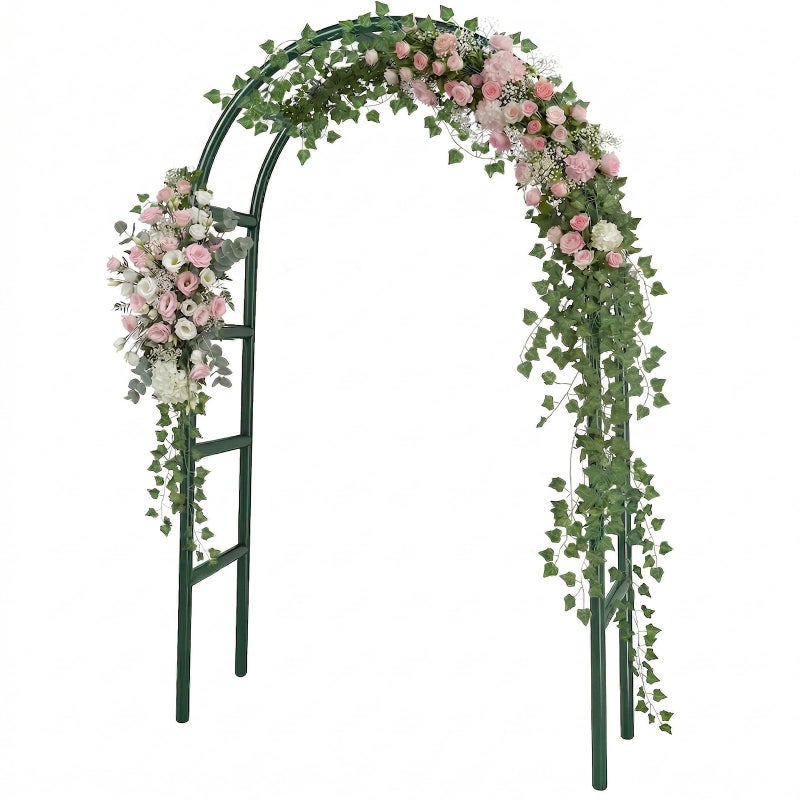 RUBFAC 7.8ft Metal Garden Arch Trellis for Climbing Plants Outdoor, Garden Arbors and Arches, Halloween Archway for Pumpkin Balloon Rose Vines Wedding Christmas Birthday Party Decorations, Army Green - Image 1