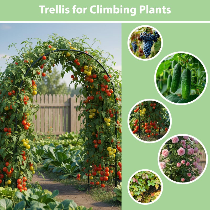 RUBFAC 7.8ft Metal Garden Arch Trellis for Climbing Plants Outdoor, Garden Arbors and Arches, Halloween Archway for Pumpkin Balloon Rose Vines Wedding Christmas Birthday Party Decorations, Army Green - Image 4