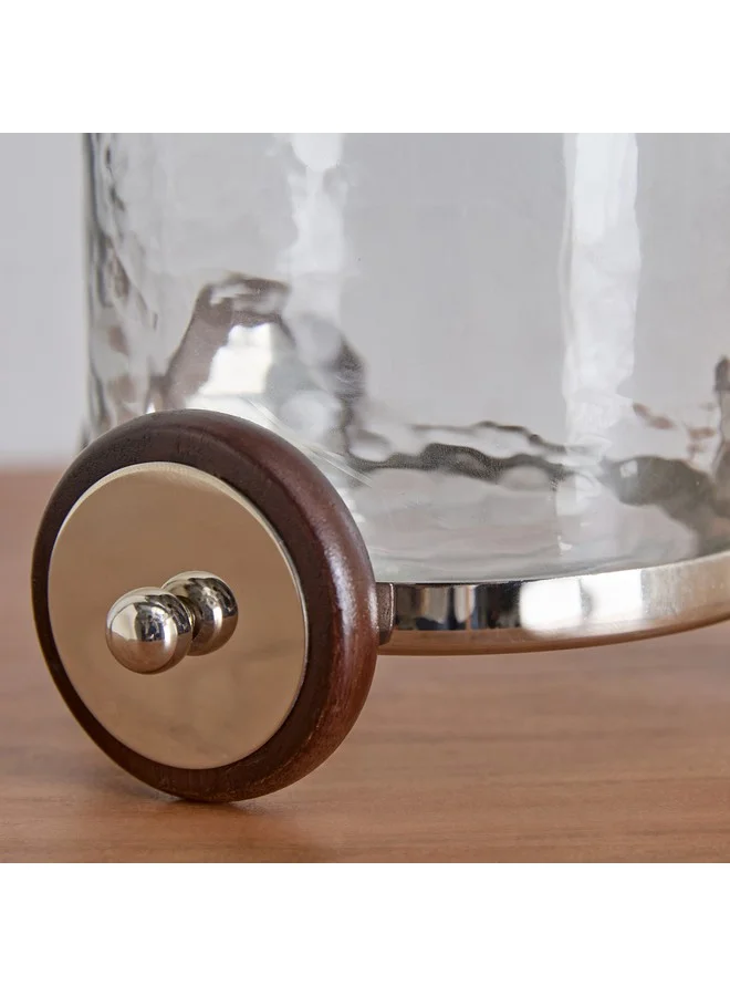 Home Box Aura Tealight Holder Glass Hurricane with Wheels Stand 15 x 19 x 15 cm