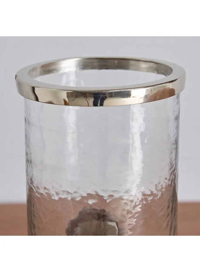Home Box Aura Tealight Holder Glass Hurricane with Wheels Stand 15 x 19 x 15 cm