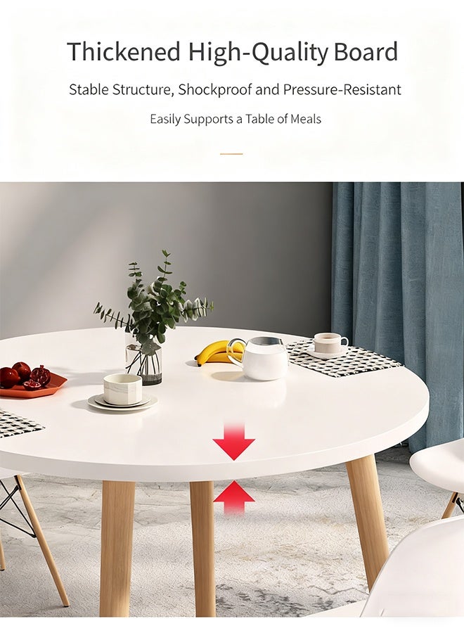 طاولة طعام مستديرة عصرية عارضة ، طاولة مطبخ غرفة الطعام ، طاولة طعام خشبية صلبة بيضاء ، مكتب خشبي صلب متعدد الوظائف ، طاولة قهوة ، مكتب مكتب ، ينطبق على غرفة الطعام وغرفة المعيشة في المطبخ (طاولة) - Image 3