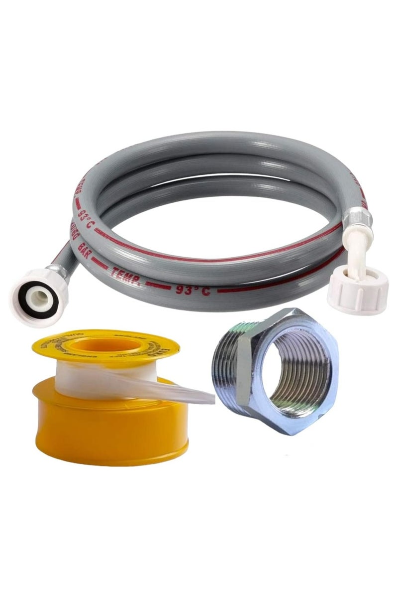 ETAVA Washing Machine Inlet Hose Pipe 2 Meter | Heavy Duty Leak-Proof Flexible Water Supply Pipe for Dishwasher & Washing Machine | Universal Inlet Hose with CP Reducer & Teflon Tape – Premium Quality - Image 1