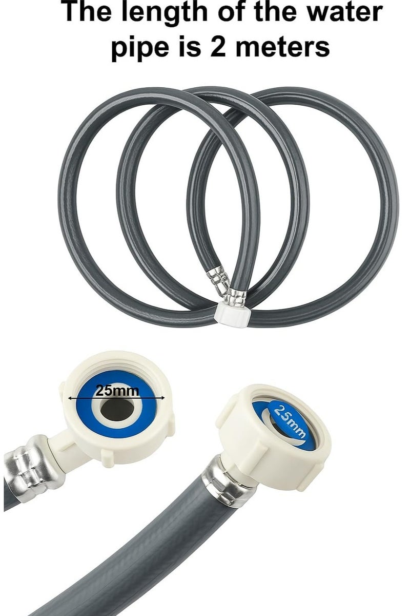 ETAVA Washing Machine Inlet Hose Pipe 2 Meter | Heavy Duty Leak-Proof Flexible Water Supply Pipe for Dishwasher & Washing Machine | Universal Inlet Hose with CP Reducer & Teflon Tape – Premium Quality - Image 2