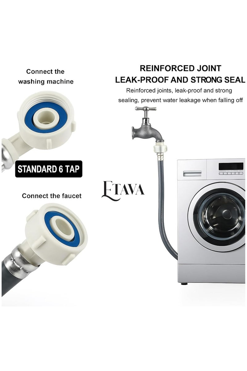 ETAVA Washing Machine Inlet Hose Pipe 2 Meter | Heavy Duty Leak-Proof Flexible Water Supply Pipe for Dishwasher & Washing Machine | Universal Inlet Hose with CP Reducer & Teflon Tape – Premium Quality - Image 3