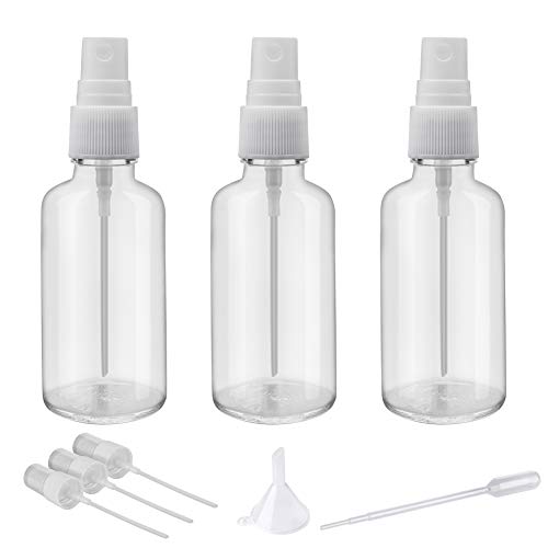 Hydior 2oz Clear Glass Spray Bottles for Essential Oils, Small Spray Bottle with Plastic Sprayer - Set of 3 - Image 1