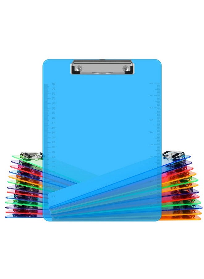 HERKKA Clipboards Herkka 25 Pack Plastic Office Clipboards Assorted Transparent Color Plastic Clipboards Low Profile Clip Standard A4 Letter Size - Image 1