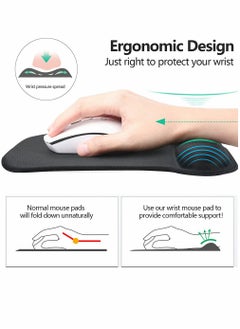 Excefore Ergonomic Mouse Pad with Wrist Support Gel Mouse Pad with Wrist Rest, Comfortable Computer Mouse Pad for Laptop, Pain Relief Mousepad with Non-slip PU Base for Office and Home (9.8 x 7.8 in, Black)  - Image 2