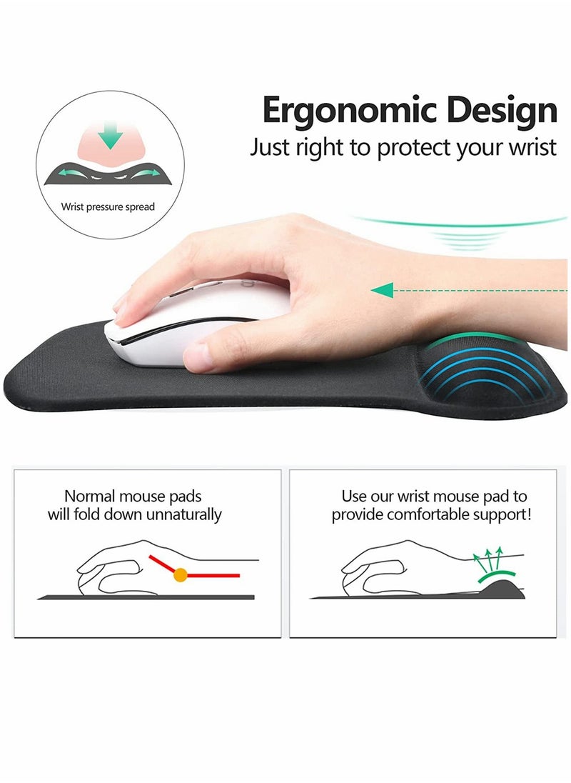 Excefore - Ergonomic Mouse Pad with Wrist Support Gel Mouse Pad with Wrist Rest, Comfortable Computer Mouse Pad for Laptop, Pain Relief Mousepad with Non-slip PU Base for Office and Home (9.8 x 7.8 in, Black) - Image 1