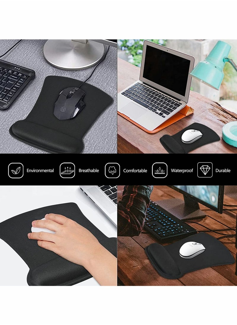 Excefore - Ergonomic Mouse Pad with Wrist Support Gel Mouse Pad with Wrist Rest, Comfortable Computer Mouse Pad for Laptop, Pain Relief Mousepad with Non-slip PU Base for Office and Home (9.8 x 7.8 in, Black) - Image 1