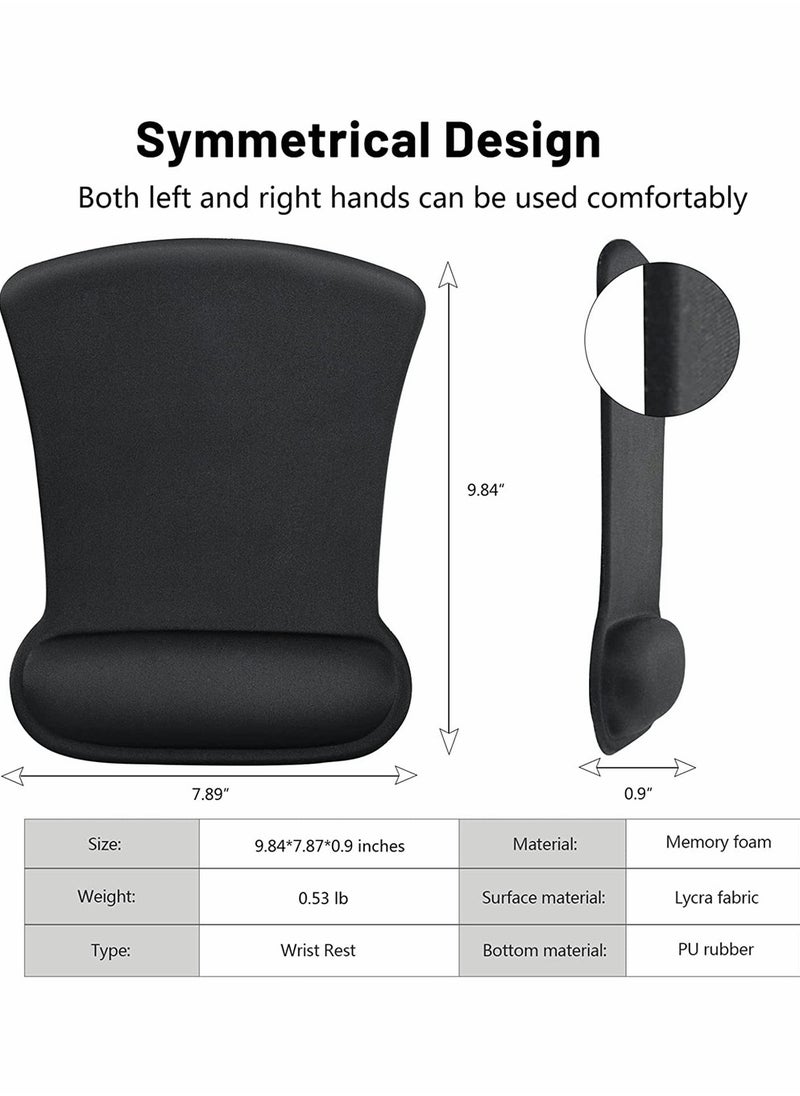 Excefore - Ergonomic Mouse Pad with Wrist Support Gel Mouse Pad with Wrist Rest, Comfortable Computer Mouse Pad for Laptop, Pain Relief Mousepad with Non-slip PU Base for Office and Home (9.8 x 7.8 in, Black) - Image 1