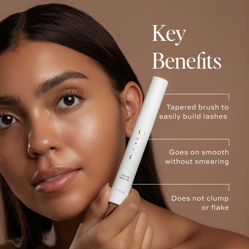 DIME Beauty Volume Mascara - Smudge-Proof Tubing Mascara for Fuller, Thicker Lashes, Adds Volume & Length, Black 0.28 oz / 8 g - Image 3