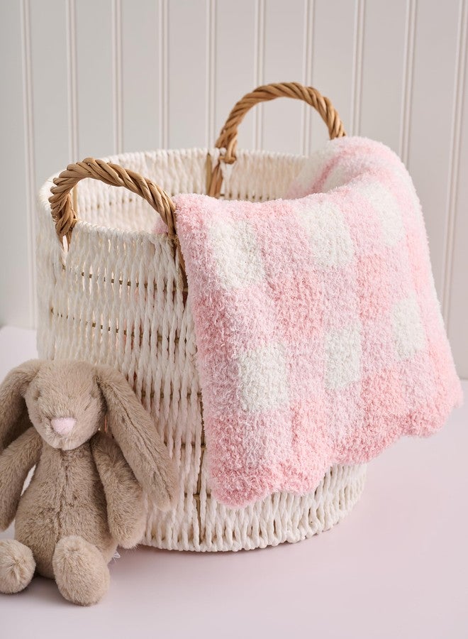 Mud Pie Children's Pink Gingham Chenille Blanket - Image 3