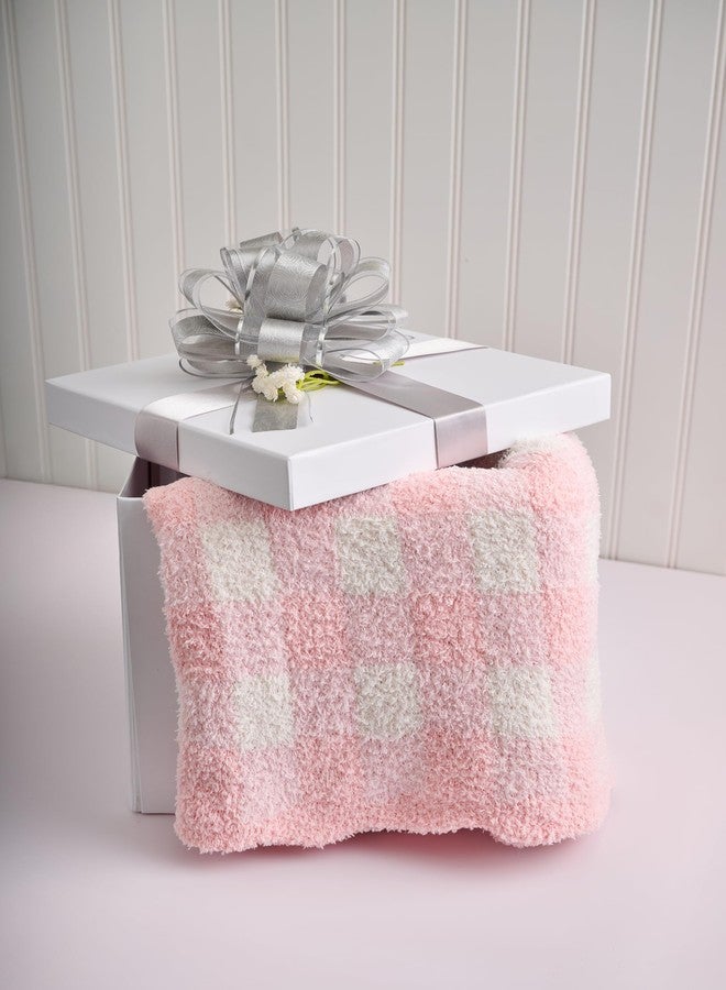 Mud Pie Children's Pink Gingham Chenille Blanket - Image 4