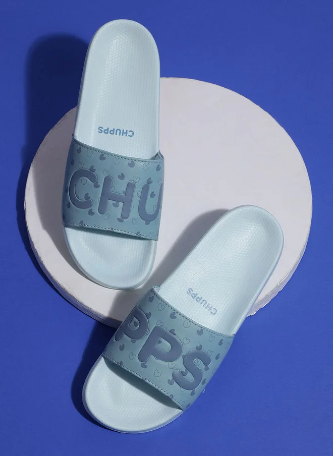 تشيبس Light Blue Casual Sliders for Women