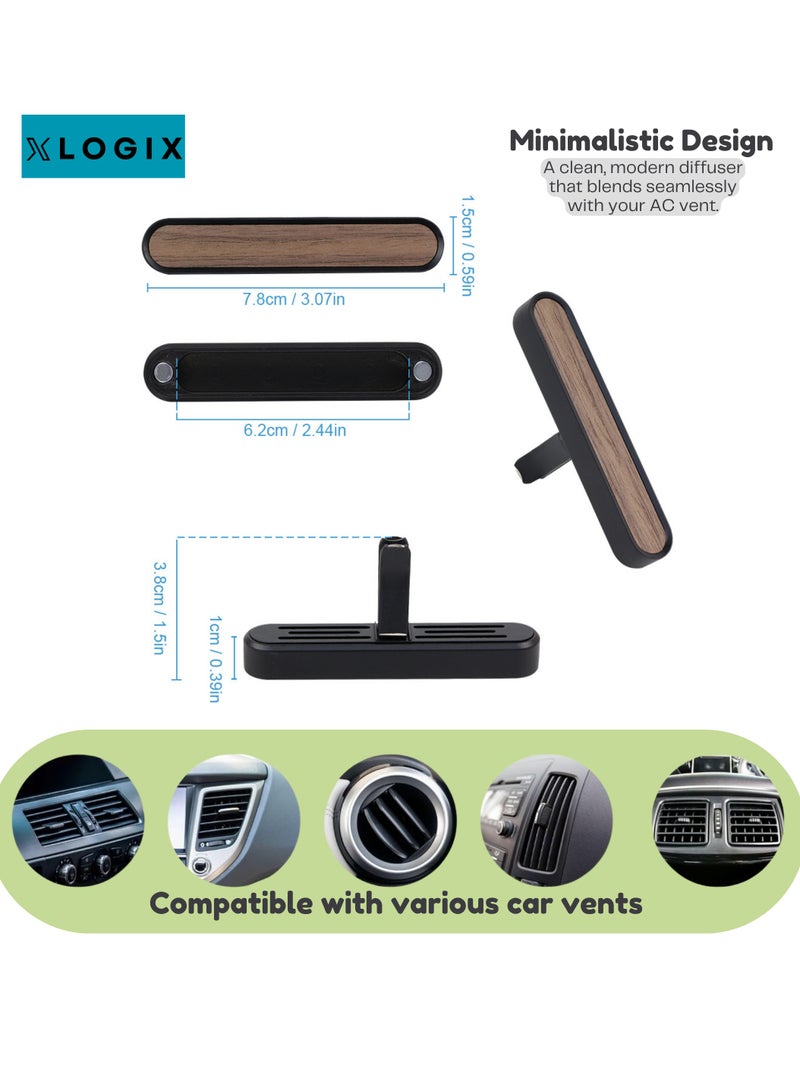 XLOGIX Car Air Freshener for AC Vent – Premium Essential Oil Diffuser with Refillable Scent Sticks, Long-Lasting Aroma, Elegant Metal & Wood Design, Perfect Gift for Men & Car Lovers - Image 4
