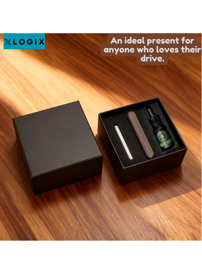 XLOGIX Car Air Freshener for AC Vent – Premium Essential Oil Diffuser with Refillable Scent Sticks, Long-Lasting Aroma, Elegant Metal & Wood Design, Perfect Gift for Men & Car Lovers - Image 5