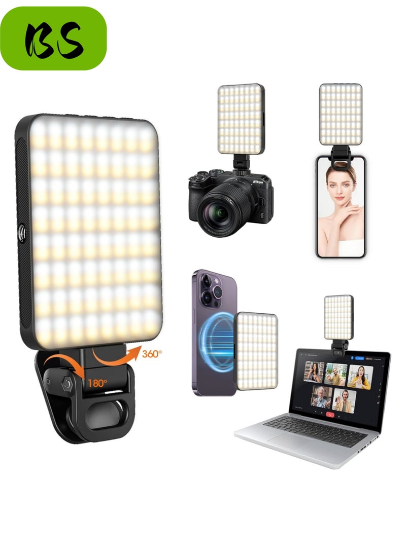 BS RGB Video Light with Magsafe(2000mAh，128 LED beads), Photography Light Clip on Phone Laptop,Portable LED Camera Fill Light Panel,Pocket LED Phone Light,Dimmable 3 Lighting Effects,Rechargeable LED Lighting for Video Conference,TikTok,Youtube. - Image 1