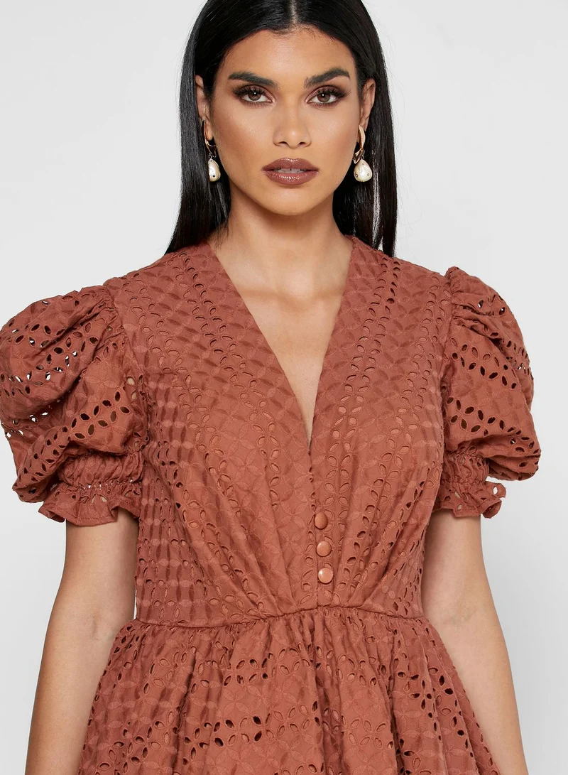 Threadz by Ajooni Peplum Schiffli Dress