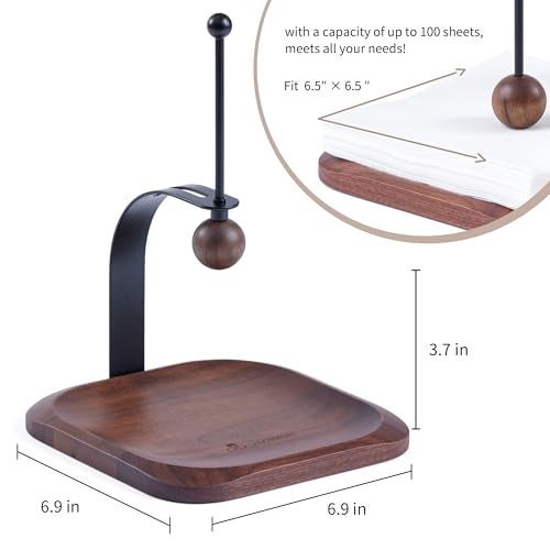 Celestree North American Black Walnut Napkin Holder Duty Solid Wood Tabletop Organizer Fits 5-7" Napkins Perfect for Table, Office, Restaurant, Home Decor Outdoor Use, Warm Gift Idea - Image 2
