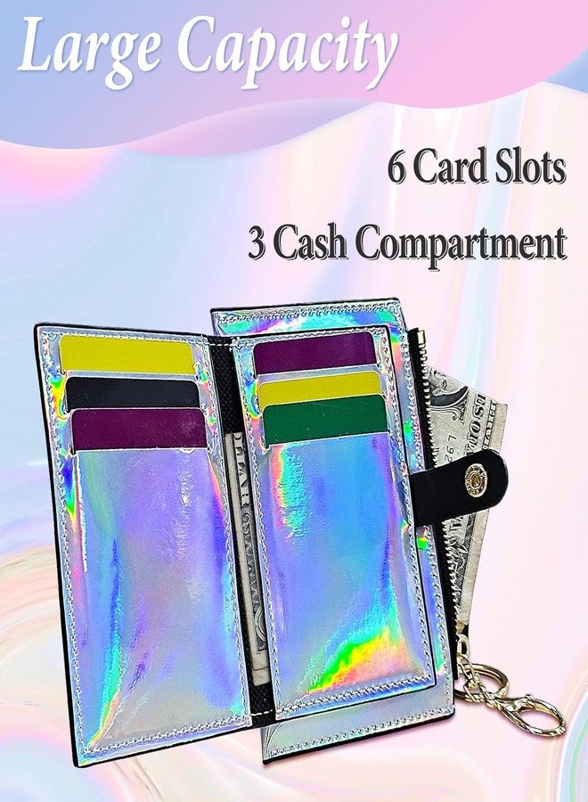 MOCA Womens Girls Wallet Card Holder Coin Cash Purse Compact MIni Wallet with 6 Card Slots, Coin Pocket, 3 Cash Compartments, Snap Button & Lobster Clasp, for Teens & Girls (Pink) - Image 3