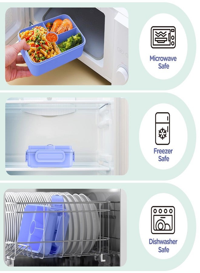 Jelife Bento Lunch Box for Kids - Large Bento-Style Leakproof Bento Boxes with 4 Compartments Lunchbox with Silverware for Kids Back to School, Reusable On-the-Go Meal and Snack Containers,Macaron - Image 5