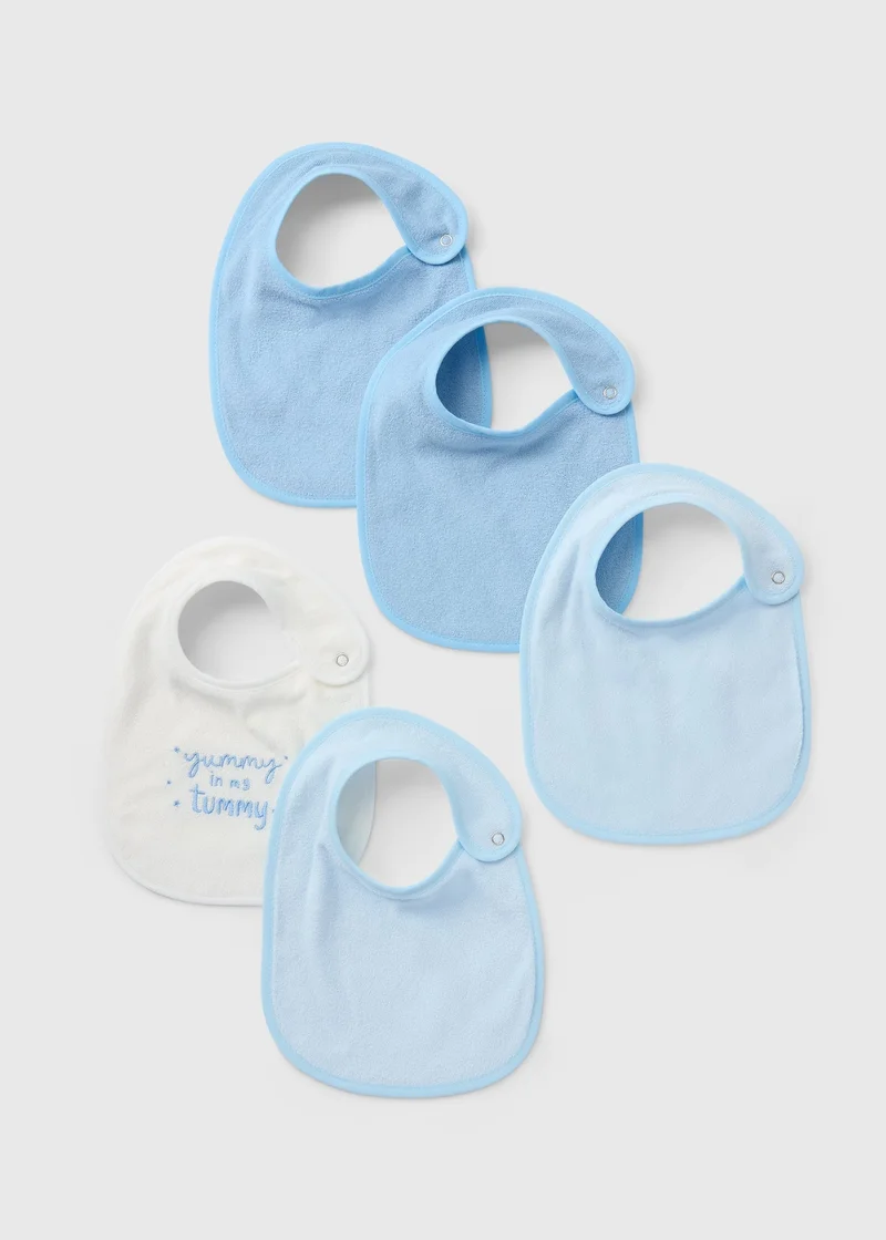 Matalan 5 Pack Baby Blue Towel Bibs