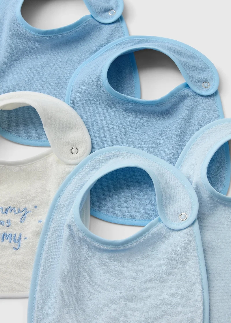 Matalan 5 Pack Baby Blue Towel Bibs