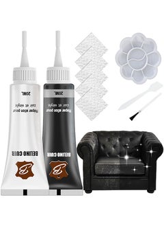 Vinyl Leather Repair Kit, Black And White Leather Repair Kit, For Furniture Waterproof Leather Couch Repair Kit, Chair Scratch Color Restorer Stain Remover Multi, Purpose Leather Repair Gel