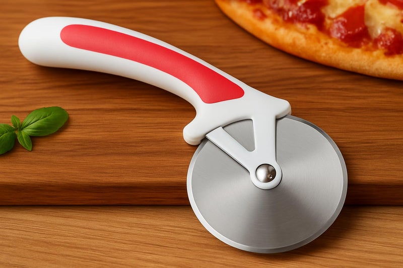 Trinanta Ventures Premium Stainless Steel Pizza Cutter with Sharp Blade & Smooth Rolling Plastic Handle, Paratha, Chapati, Slice Cutter, Kitchen Slicer for Pizza, Sandwich, Pizza Cutter for Kitchen - Image 3