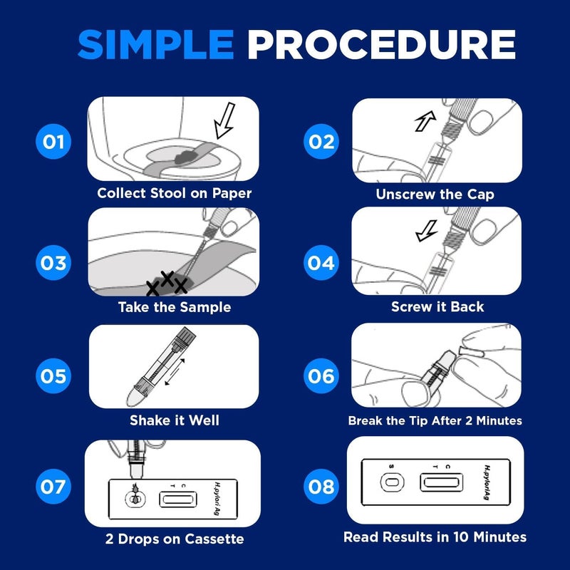One Step Stomach Ulcer Test Helicobacter H Pylori Faecal Kit One Step 2 Tests - Image 3