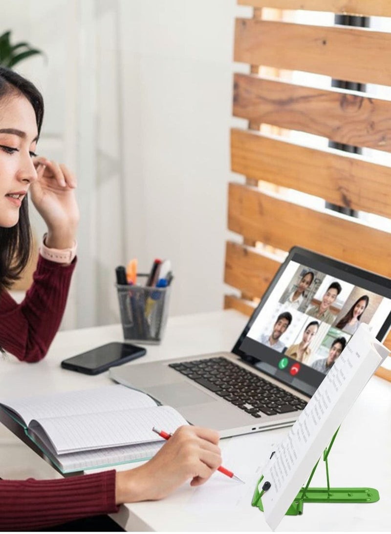 Captaintech Metal Book Stand for Desk, Adjustable Reading Rest Book Holder, Portable Cookbook Documents Holder, Sturdy Typing Stand for Recipes Textbooks Tablet Music Books with Page Clips - Image 5