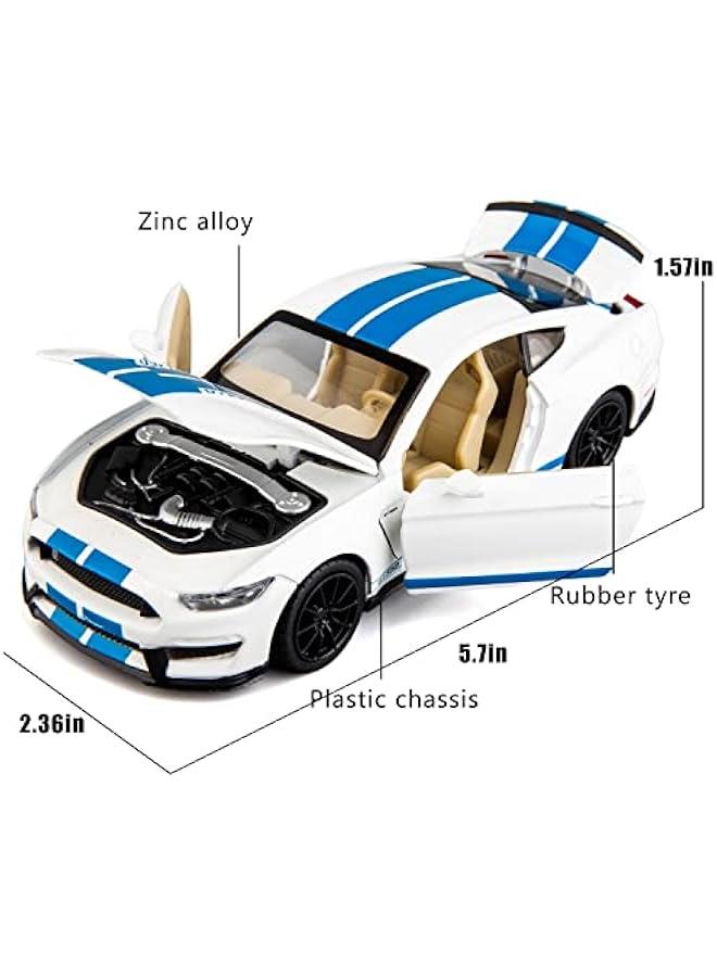 1/32 Diecast Car Model Shelby GT350 Toy Vehicle Pull Back Toy Car with Sound and Light for Boys Girls Gift(White) - Image 2