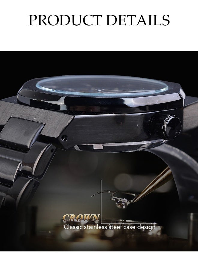 DUNISO ساعة أوتوماتيكية للرجال، ساعة ميكانيكية فاخرة أوتوماتيكية، ستانلس ستيل، تصميم مقاوم للماء للحياة اليومية، مناسبة للاجتماعات التجارية اليومية والتجمعات - Image 3