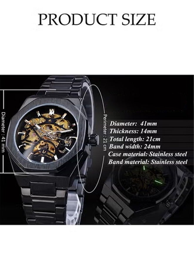 DUNISO ساعة أوتوماتيكية للرجال، ساعة ميكانيكية فاخرة أوتوماتيكية، ستانلس ستيل، تصميم مقاوم للماء للحياة اليومية، مناسبة للاجتماعات التجارية اليومية والتجمعات - Image 2