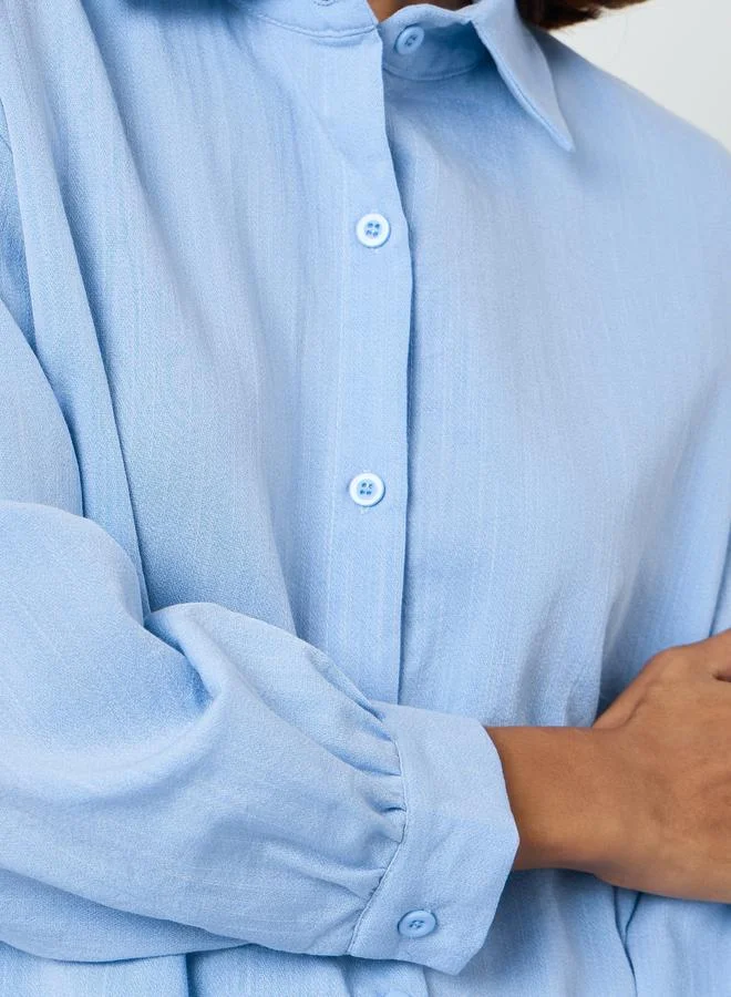 Take Two  Blue Solid Buttoned Shirt and Loose Pants Co-Ords for Women | Best Price UAE