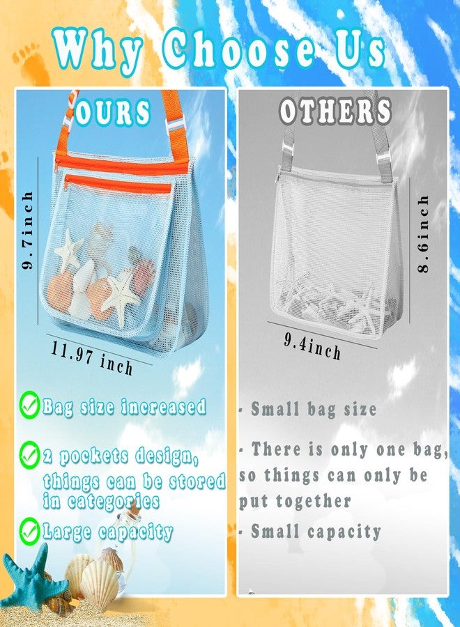 LIDAGO 5 Pcs Sand Toys Beach Set Include 1 Metal Shovel,1 Metal Rake,1 Foldable Beach Bucket & 1 Sand Sifter with 1 Mesh Beach Bag for Shells Collecting - Image 5