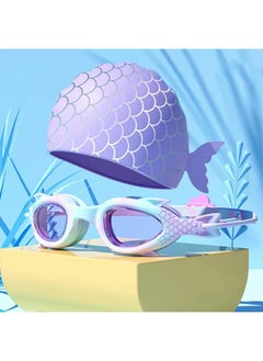 ShebSheb Kids Swim Cap and Swimming Goggles For Girls Boys(Age 6-14)  - Image 1