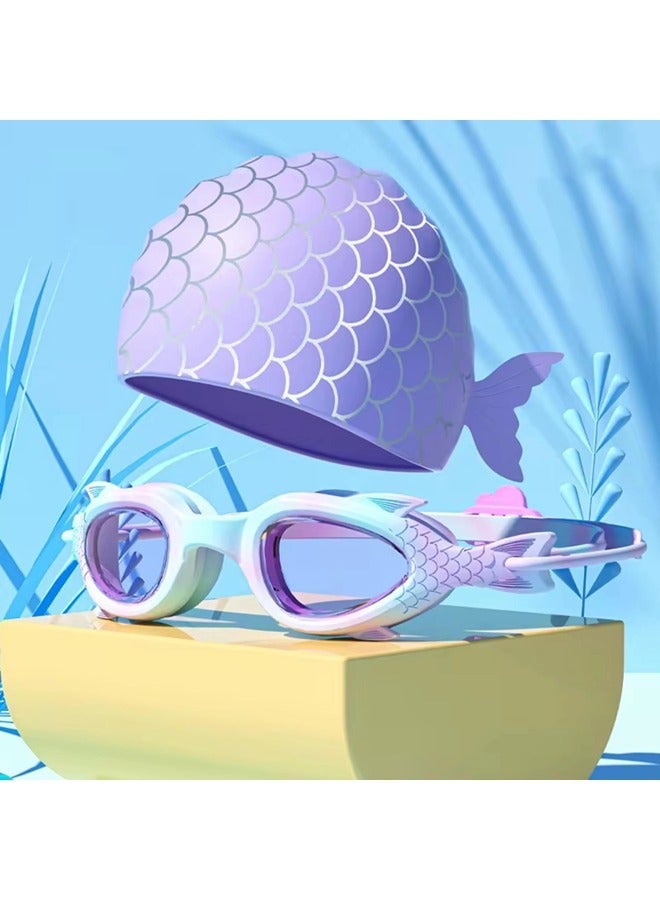 ShebSheb Kids Swim Cap and Swimming Goggles For Girls Boys(Age 6-14) - Image 1