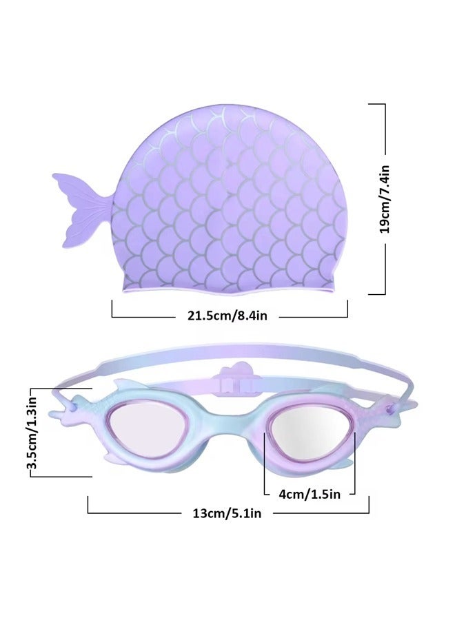 ShebSheb Kids Swim Cap and Swimming Goggles For Girls Boys(Age 6-14) - Image 3