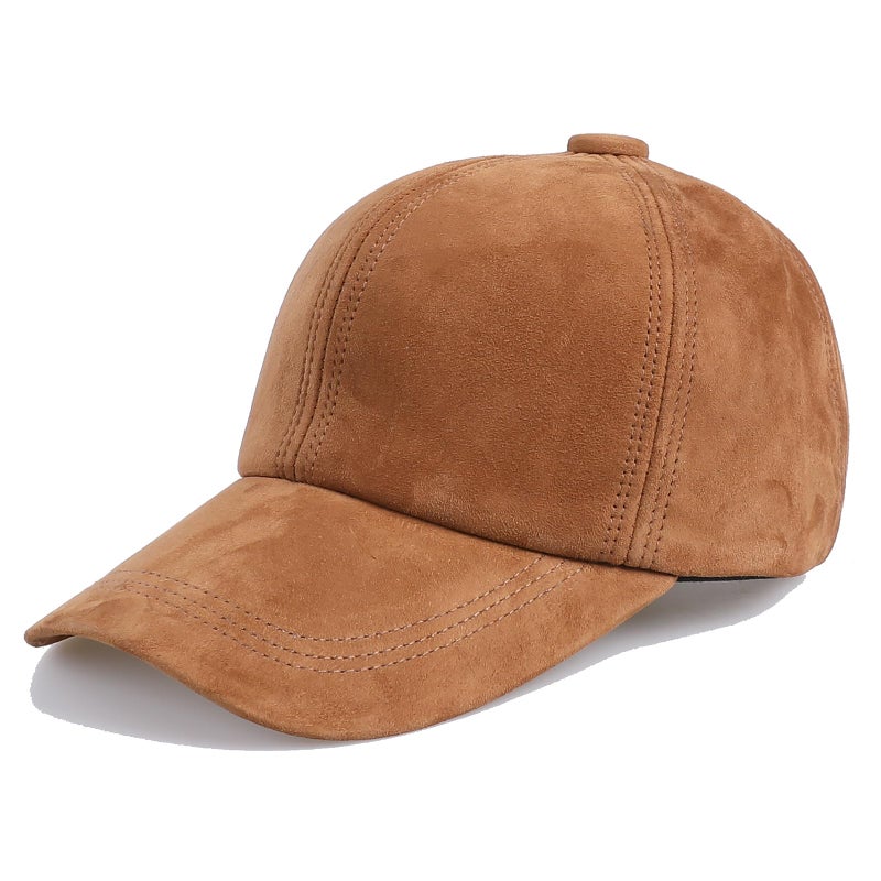 BOONJOVIA Unisex Genuine Suede Leather Baseball Caps for Mens Womens-Adjustable Back Strap (US, Alpha, One Size, Light Brown) - Image 1
