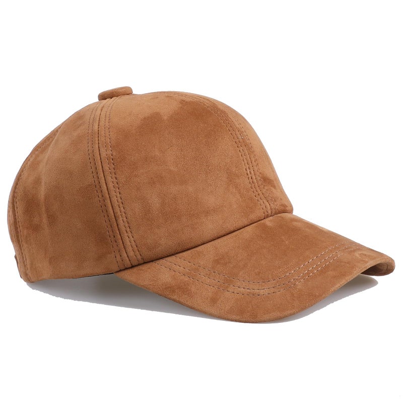 BOONJOVIA Unisex Genuine Suede Leather Baseball Caps for Mens Womens-Adjustable Back Strap (US, Alpha, One Size, Light Brown) - Image 2