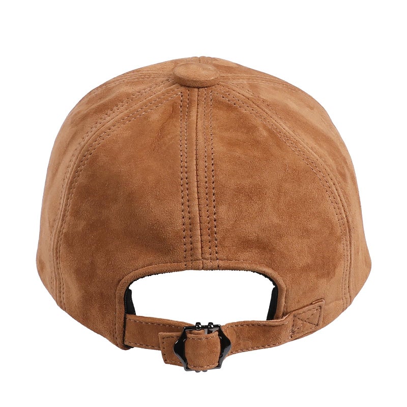 BOONJOVIA Unisex Genuine Suede Leather Baseball Caps for Mens Womens-Adjustable Back Strap (US, Alpha, One Size, Light Brown) - Image 4