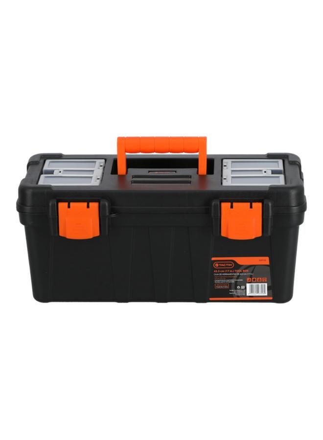 Tactix Plastic Tool Box Black and Orange 17inch - Image 1