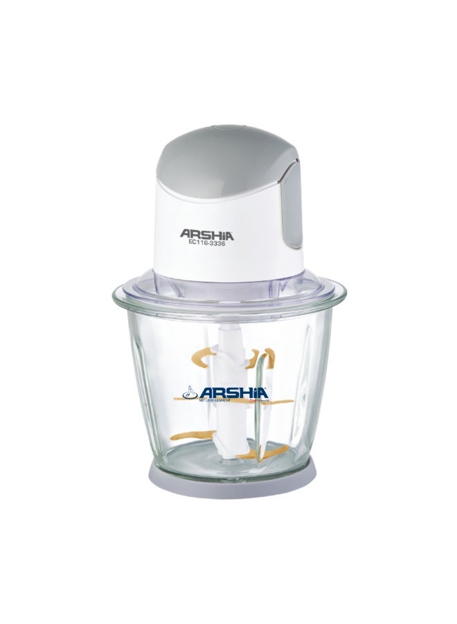 Arshia Titanium Electric Meat Grinder – 500W Power – Glass Bowl – White