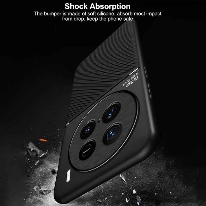 BURAQ Case Cover For vivo X100 Ultra Classic Tilt Strip Grain Magnetic PC Hybrid TPU Phone Case(Black) - Image 5